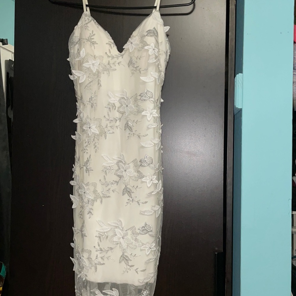 White and silver dress